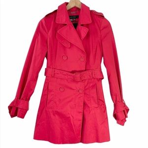 Zara Woman Cranberry Double Breasted Trench Coat